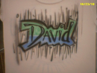 airbrushed design on t-shirt
