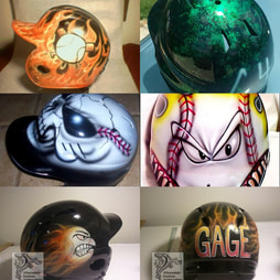 Airbrushed designs for batting helmets
